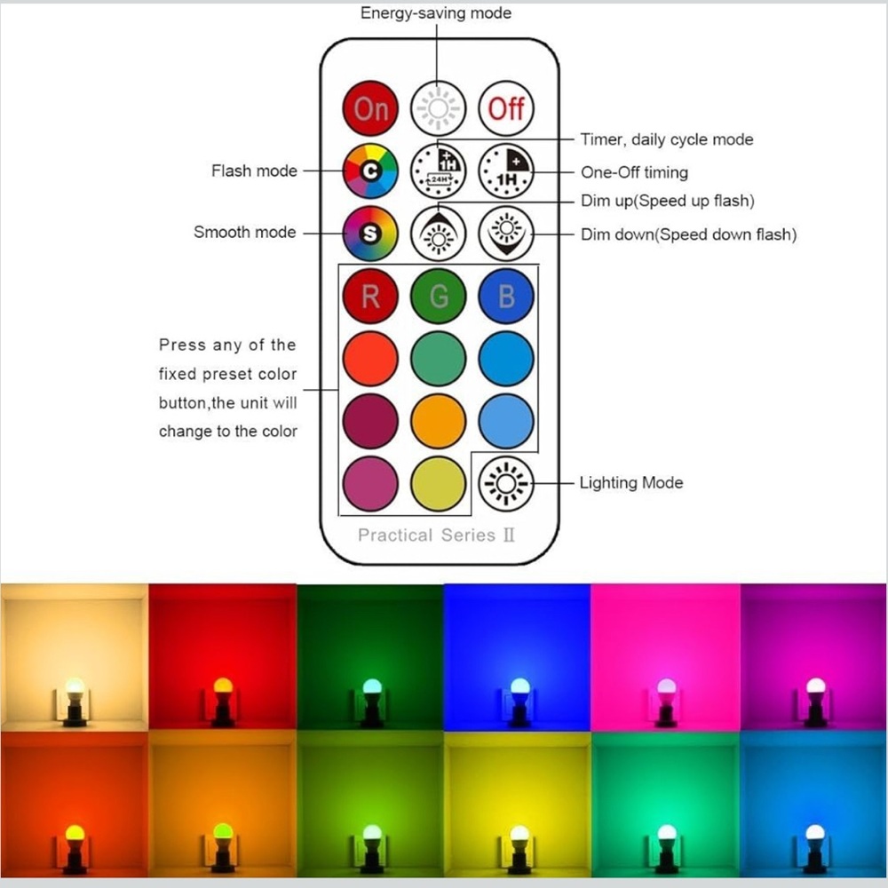 Color Changing LED Light Bulbs with 3 Remotes- 8 pack - Picture 5 of 11